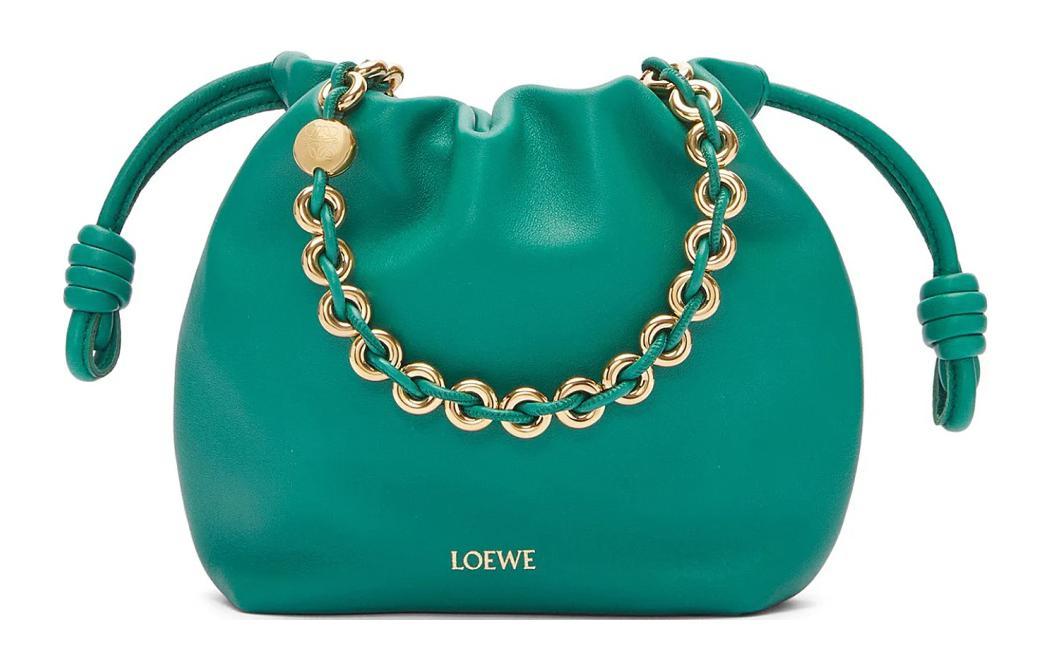 Loewe Loewe Flamenco Nappa Sheepskin One Shoulder Crossbody Clutch Mini Women's Emerald Green