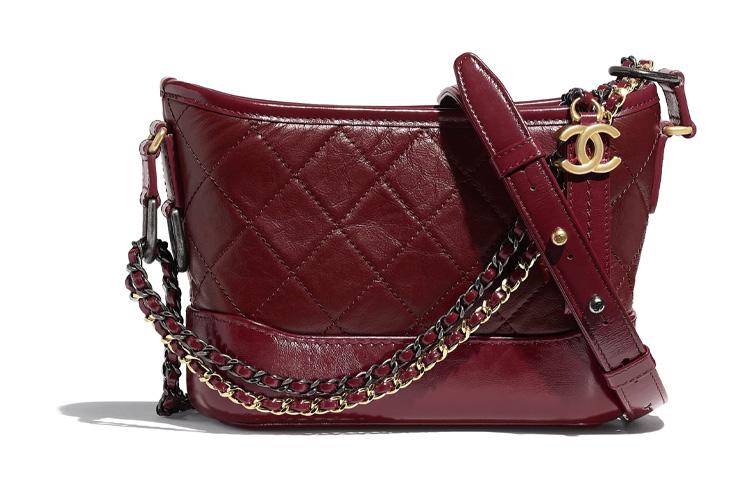 Chanel Chanel Gabrielle Calfskin Hobo Bag Shoulder Bag Crossbody Bag Women's Burgundy
