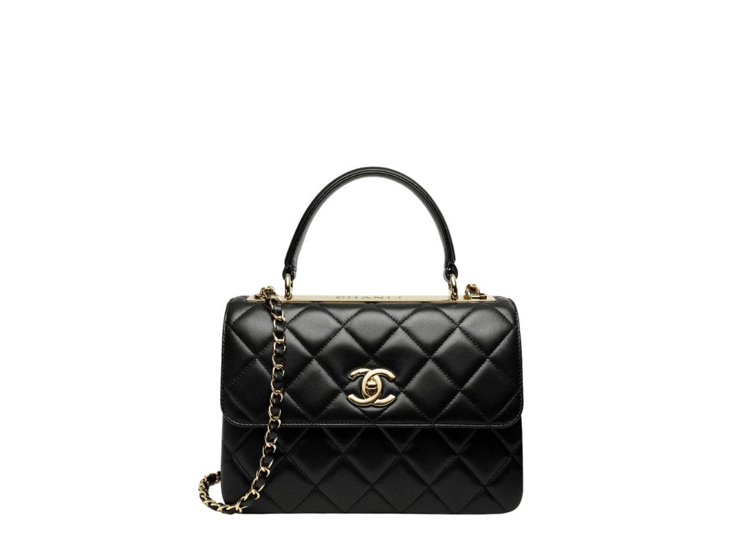 Chanel Chanel Mini Flap Bag With Handles In Lambskin With Gold Metal Black