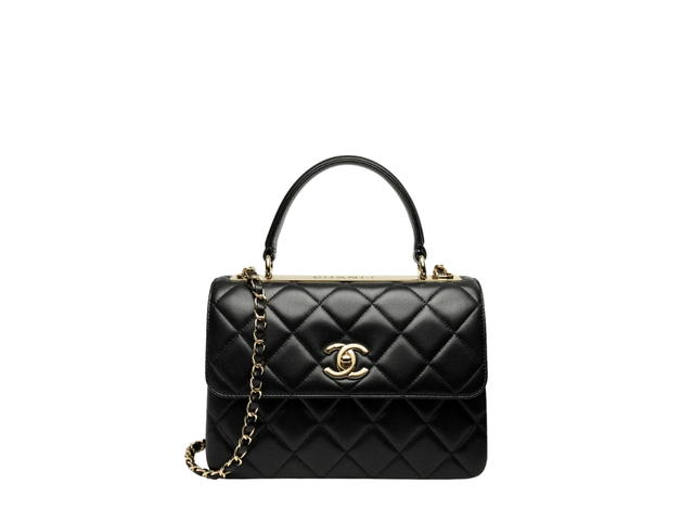 Chanel Chanel Mini Flap Bag With Handles In Lambskin With Gold Metal Black - view 1