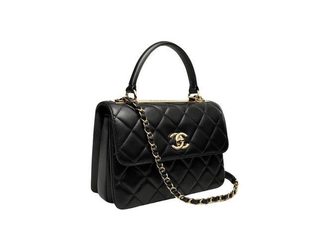 Chanel Chanel Mini Flap Bag With Handles In Lambskin With Gold Metal Black - view 2