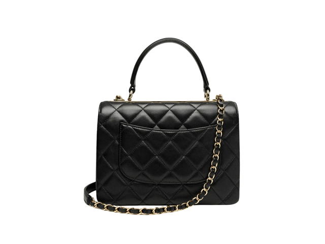 Chanel Chanel Mini Flap Bag With Handles In Lambskin With Gold Metal Black - view 3