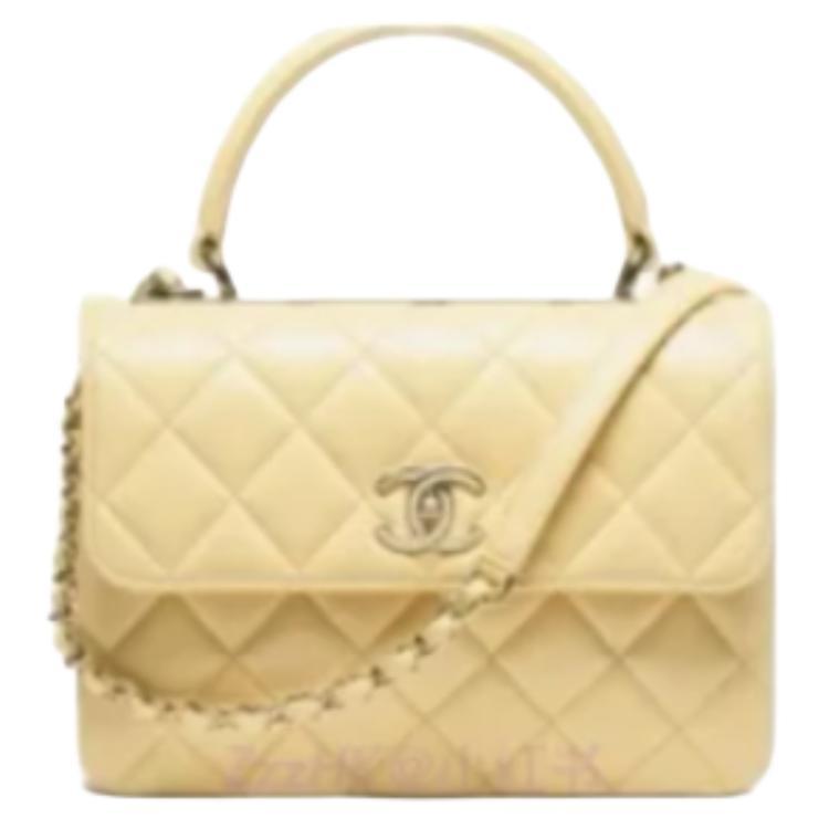 Chanel Chanel Lambskin Shoulder Bag Crossbody Bag Handbag Women's Light Yellow