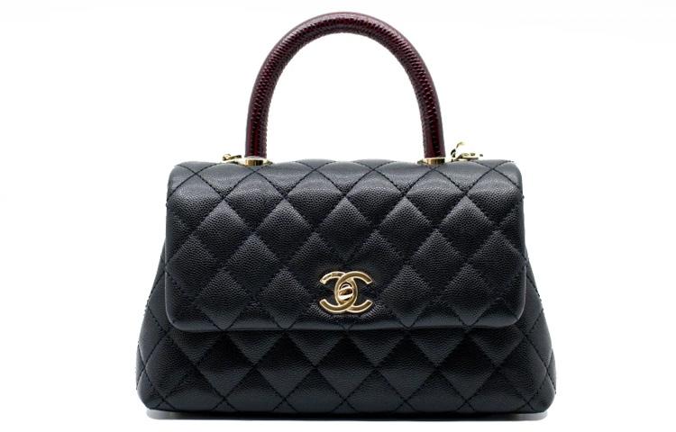 Chanel Chanel COCO Handle Cow Leather Shoulder Bag Crossbody Bag Handbag Small Size Women's Black