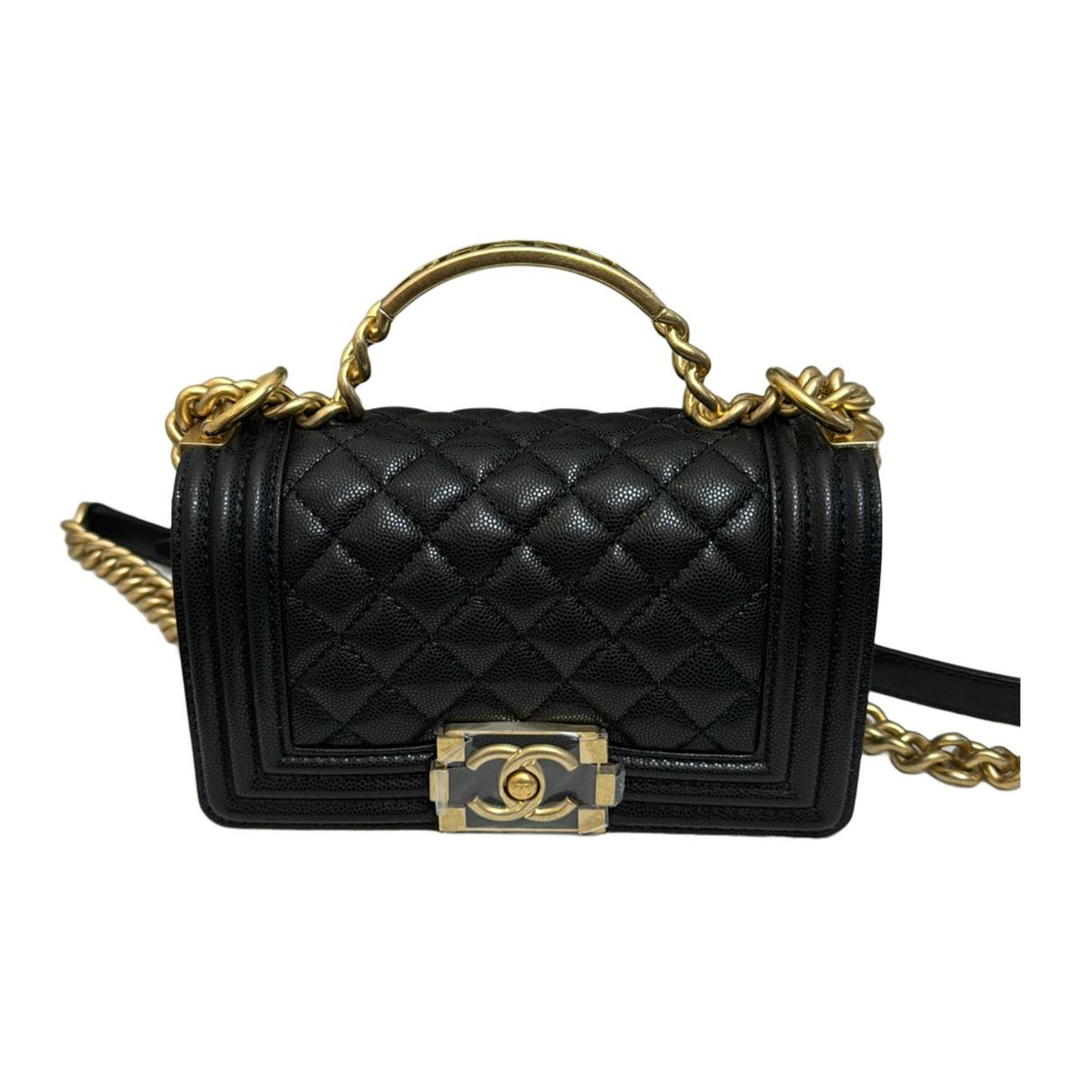 Chanel Chanel LEBOY Shiny Calfskin Lipstick Bag Handbag Shoulder Bag Crossbody Bag Women's Black