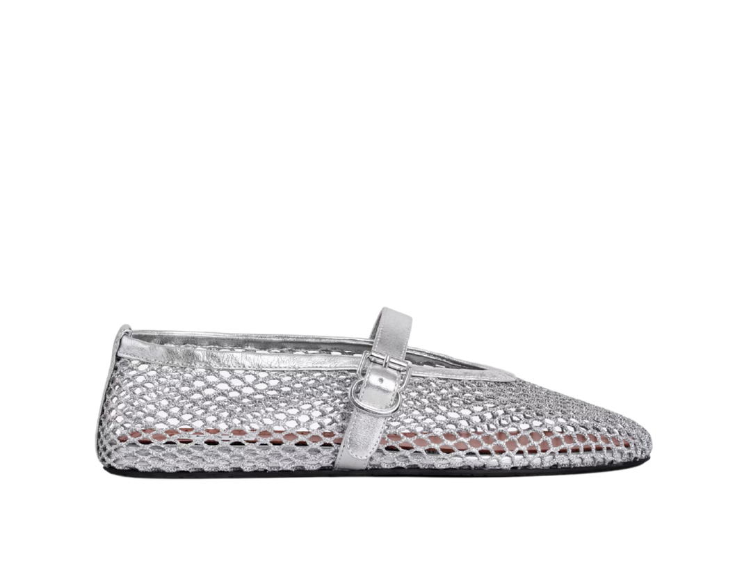 Alaia Alaia Fishnet Ballet Flats Silver (Women'S)