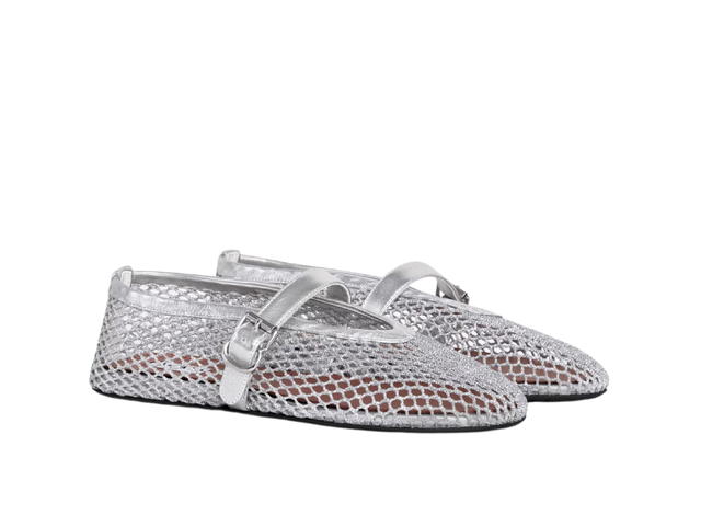 Alaia Alaia Fishnet Ballet Flats Silver (Women'S) - view 2