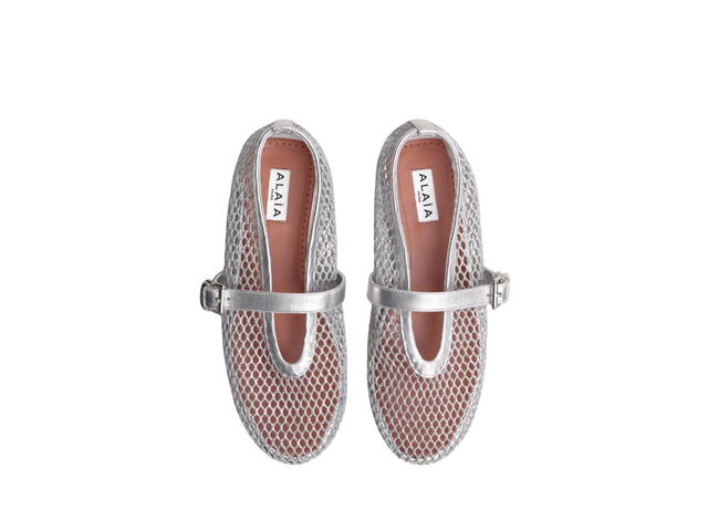 Alaia Alaia Fishnet Ballet Flats Silver (Women'S) - view 3
