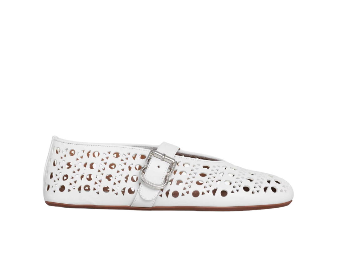 Alaia Alaia Vienne Leather Ballet Flats White (Women's)