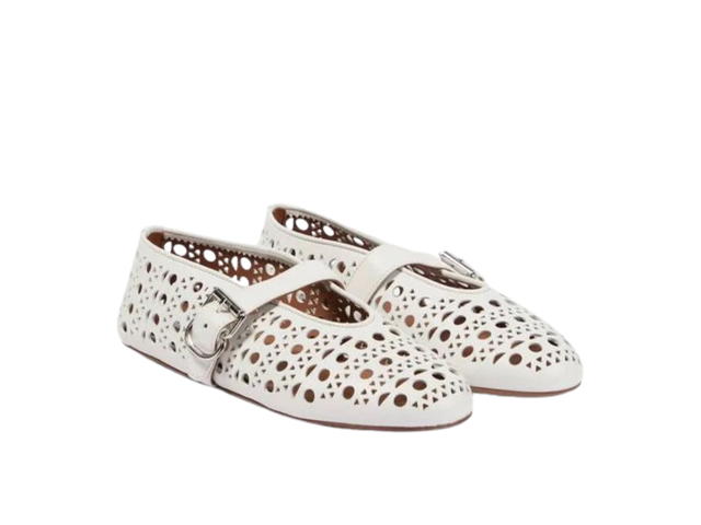 Alaia Alaia Vienne Leather Ballet Flats White (Women's) - view 2