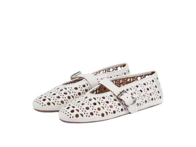 Alaia Alaia Vienne Leather Ballet Flats White (Women's) - view 3