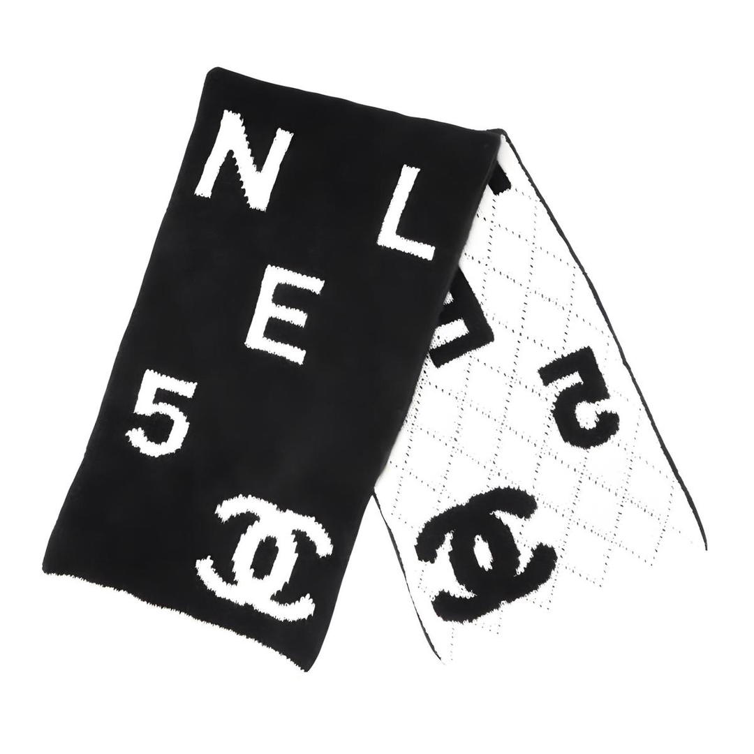 Chanel Chanel Knit Scarves Women's Black White