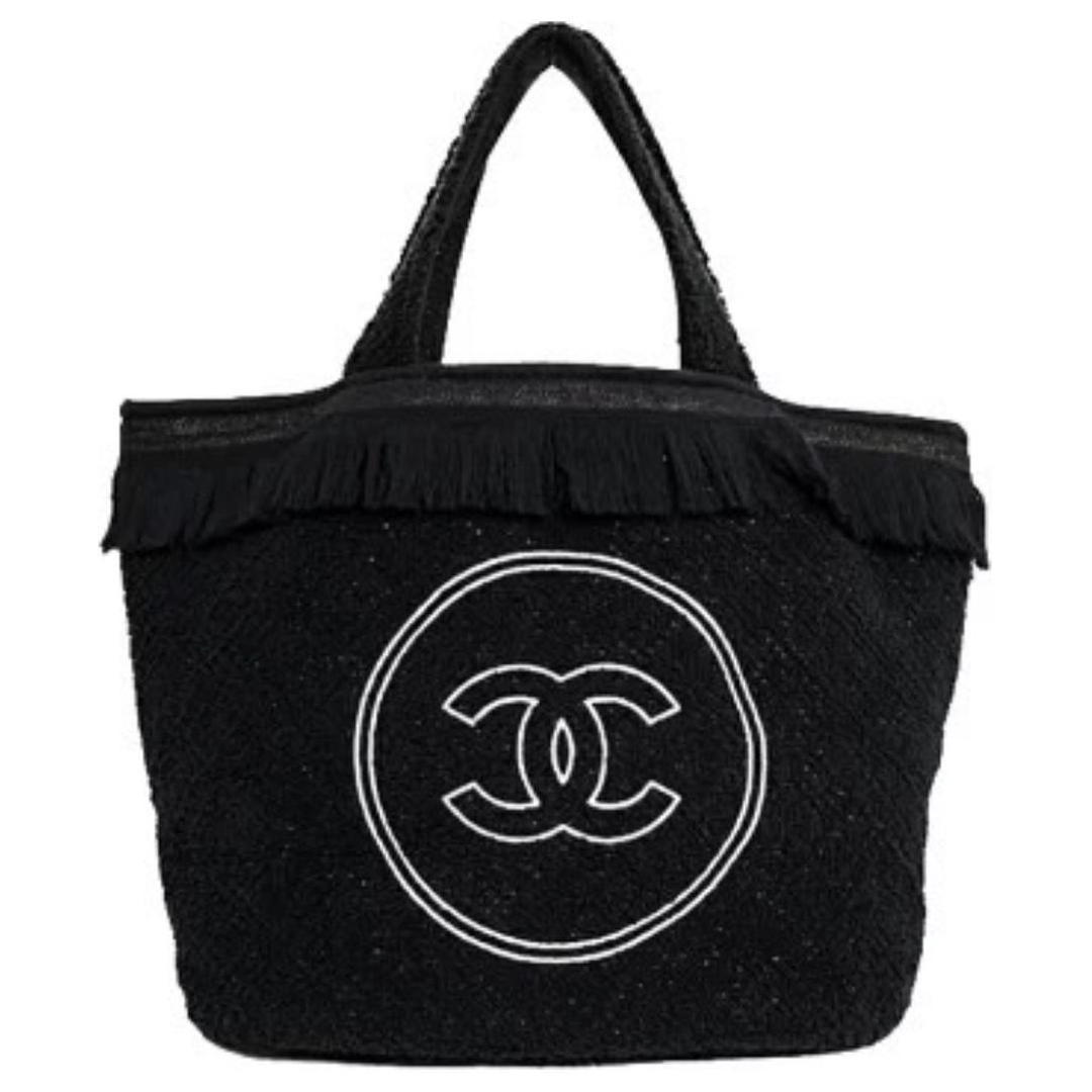 Chanel Chanel Cotton Beach Bag 3-in-1 Shoulder Bag Crossbody Bag Tote Bag Shopping Bag Handbag Regular Women's Black