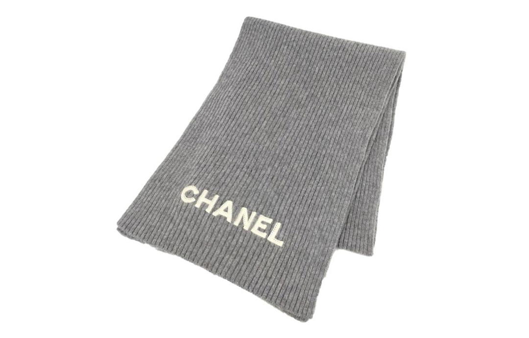 Chanel Chanel Knit Scarves Unisex Gray