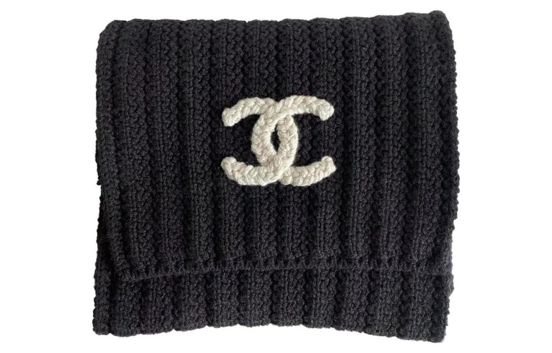 Chanel Chanel Knit Scarves Unisex Black