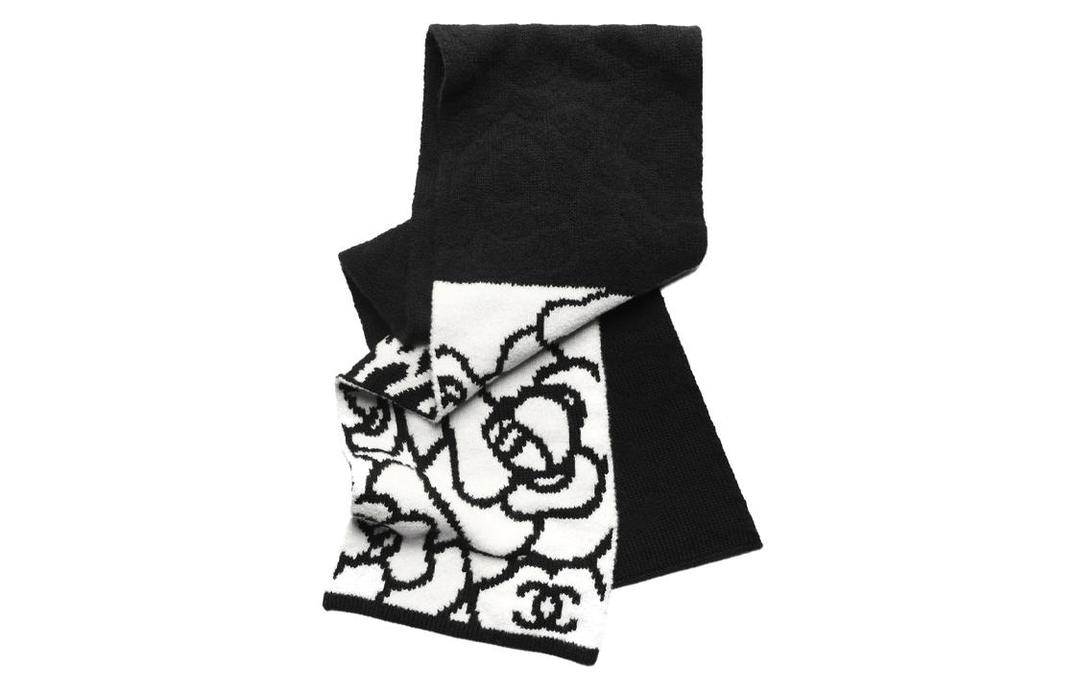 Chanel Chanel Knit Scarves Women's Black/White