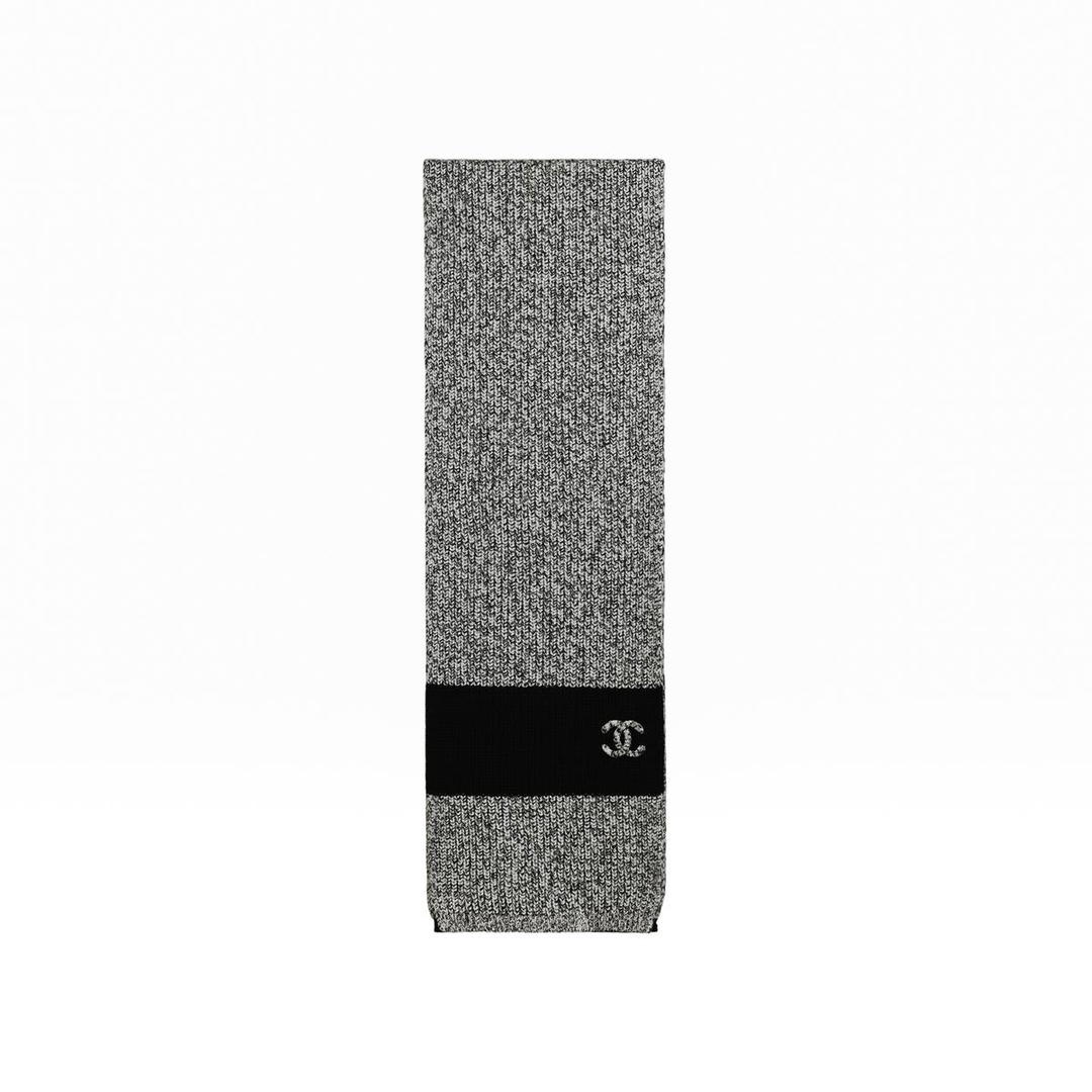 Chanel Chanel Knit Scarves Women's Black Gray Color