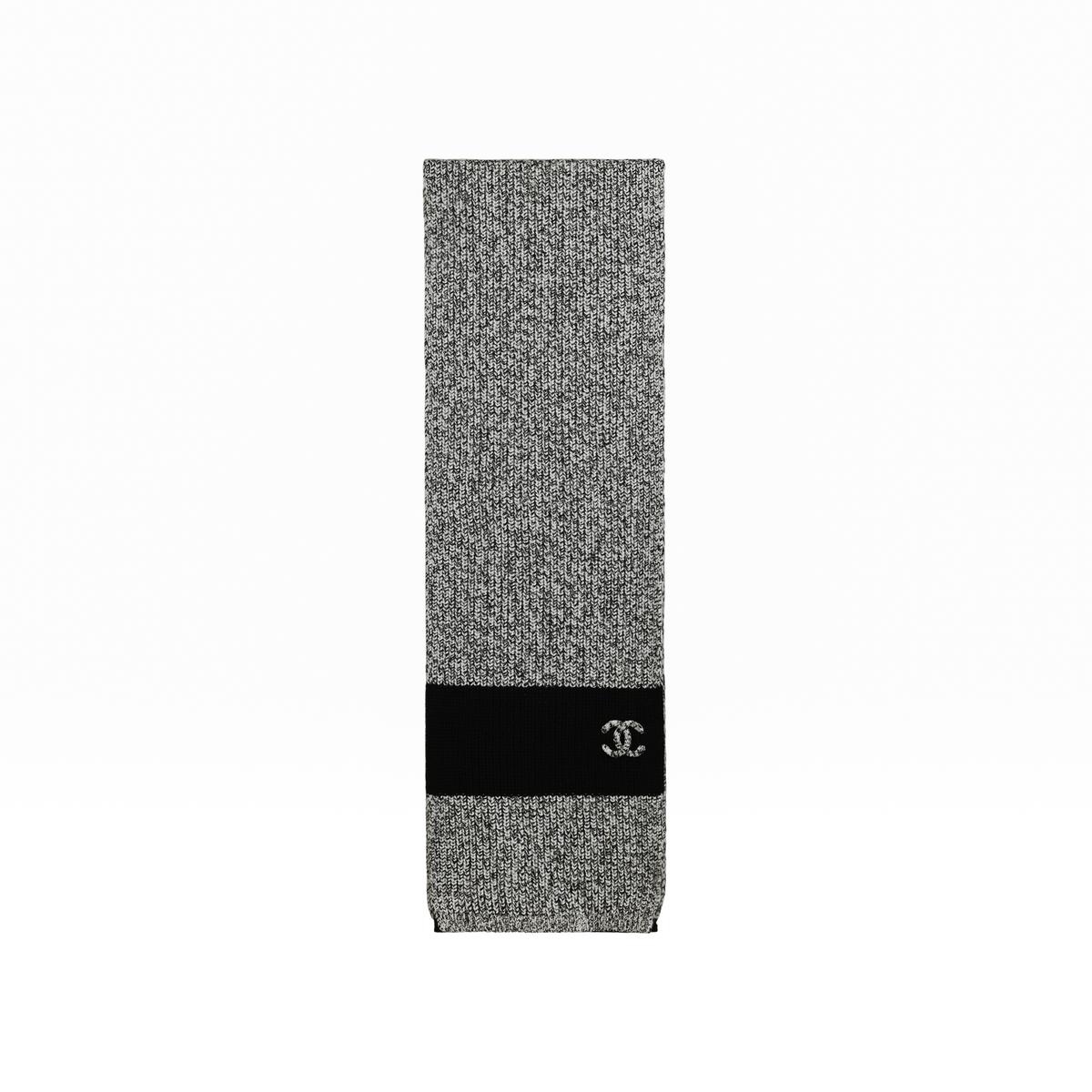 Chanel Chanel Knit Scarves Women's Black Gray Color