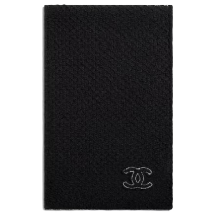 Chanel Chanel Wool Knit Scarves Women's Black