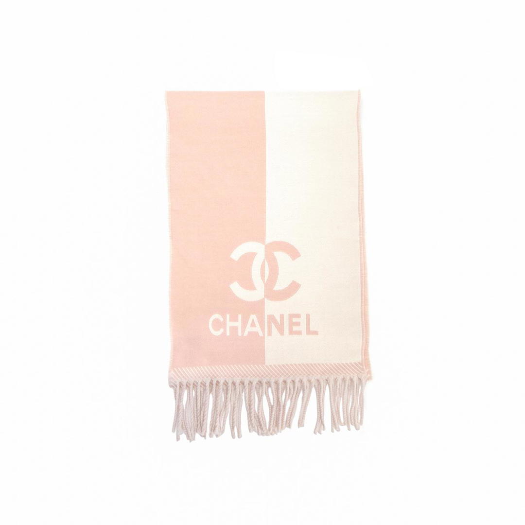 Chanel Chanel Wool Knit Scarves Women's Pink