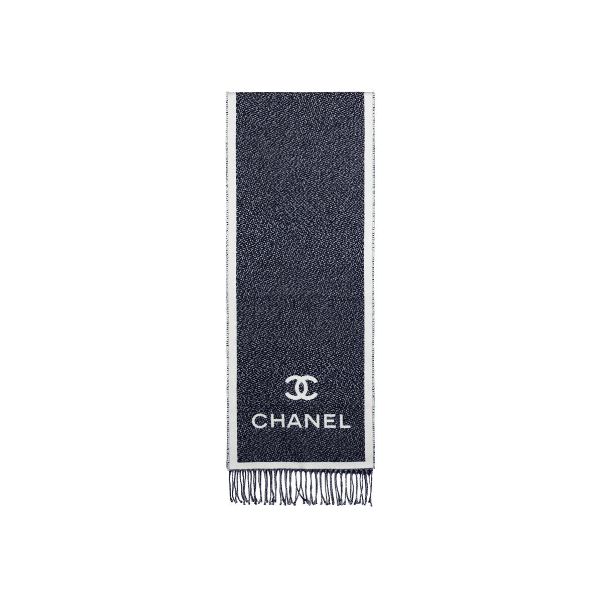 Chanel Chanel Wool Knit Scarves Unisex Gray White