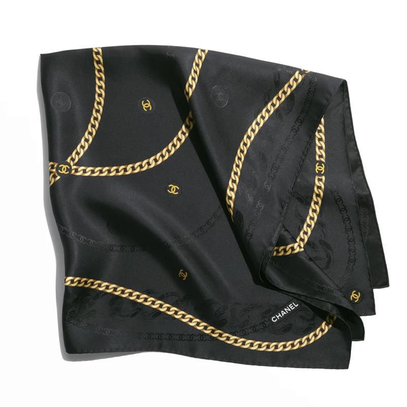 Chanel Chanel Silk Scarves Women's Black