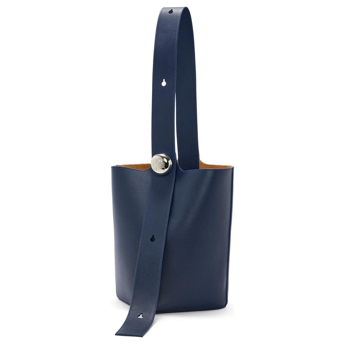 Loewe Loewe Cow Leather Bucket Bags One Shoulder Handbag Crossbody Bag Medium Size Unisex Dark Blue