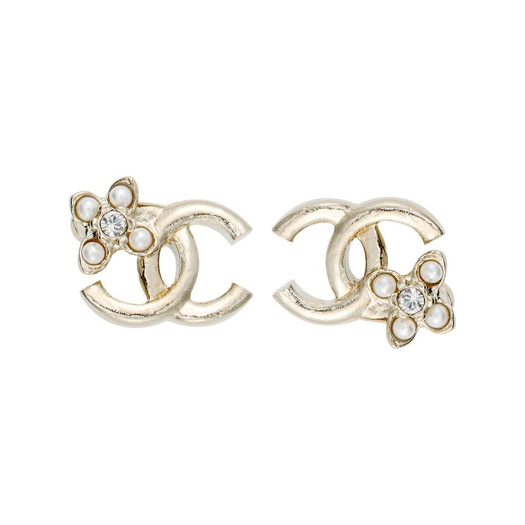 Chanel Chanel Metal Stud Earrings Women's Gold