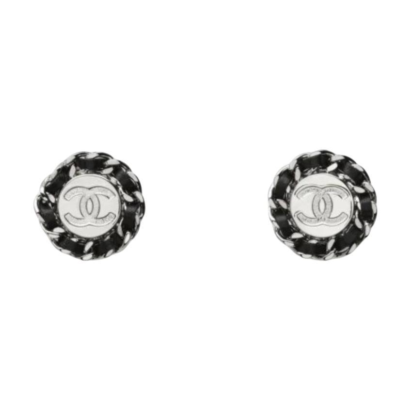 Chanel Chanel Stud Earrings Women's Silver/Black