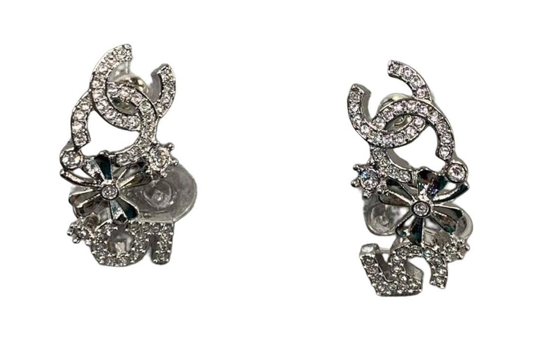 Chanel Chanel Metal Stud Earrings Women's Silver