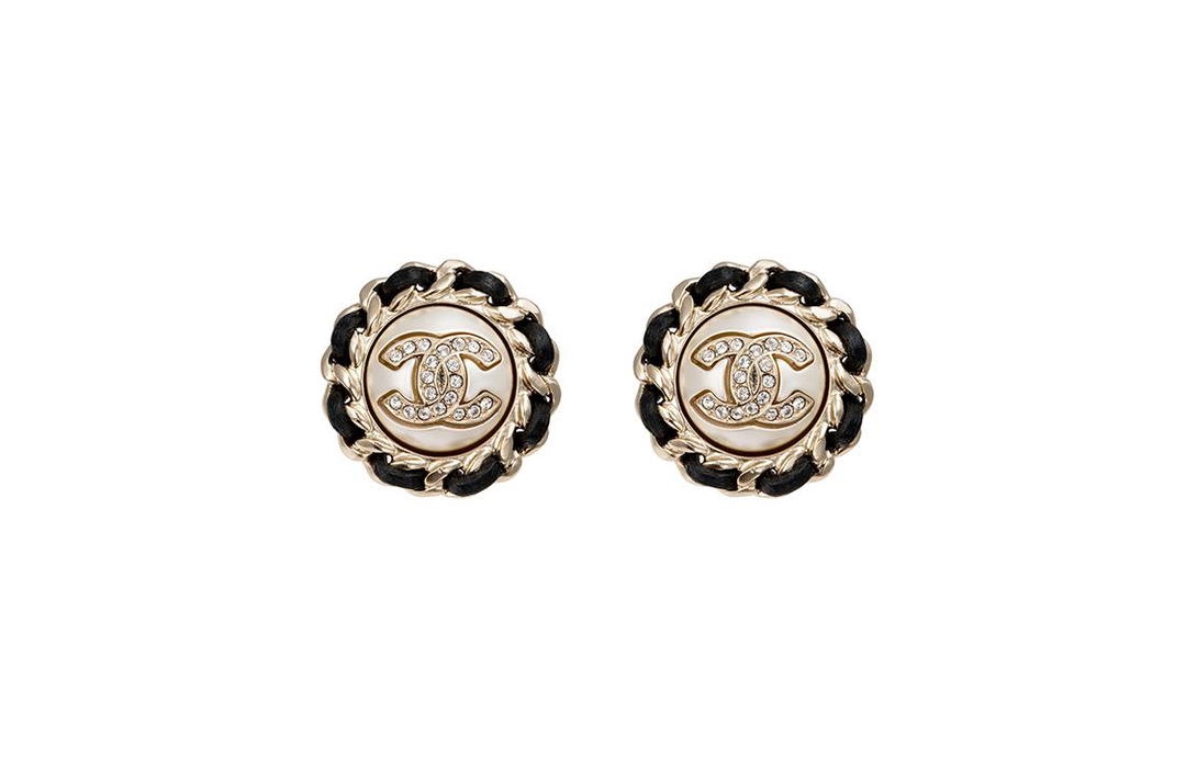 Chanel Chanel Stud Earrings Women's Gold/Black