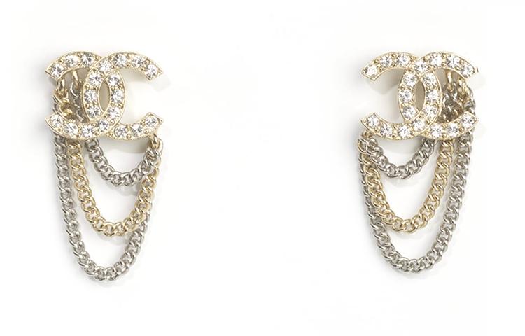 Chanel Chanel Earrings Women's Gold And Silver Two Tone