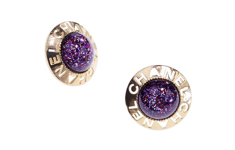 Chanel Chanel Stud Earrings Women's Purple
