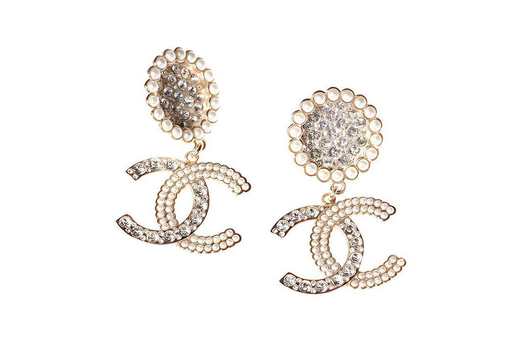 Chanel Chanel Metal And Strass Earrings Glass Pearls