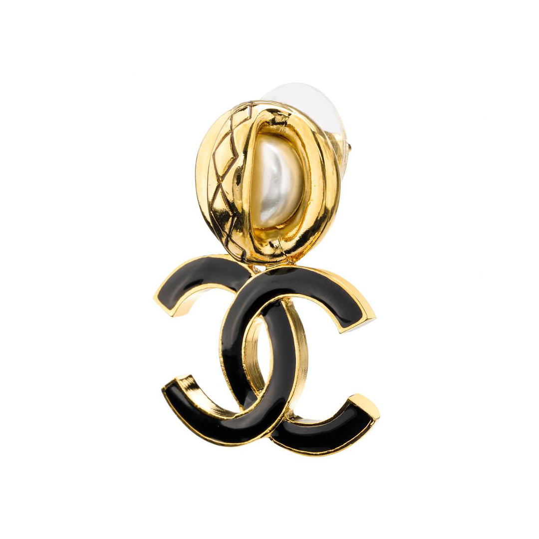 Chanel Chanel Earrings Women's Black/Gold