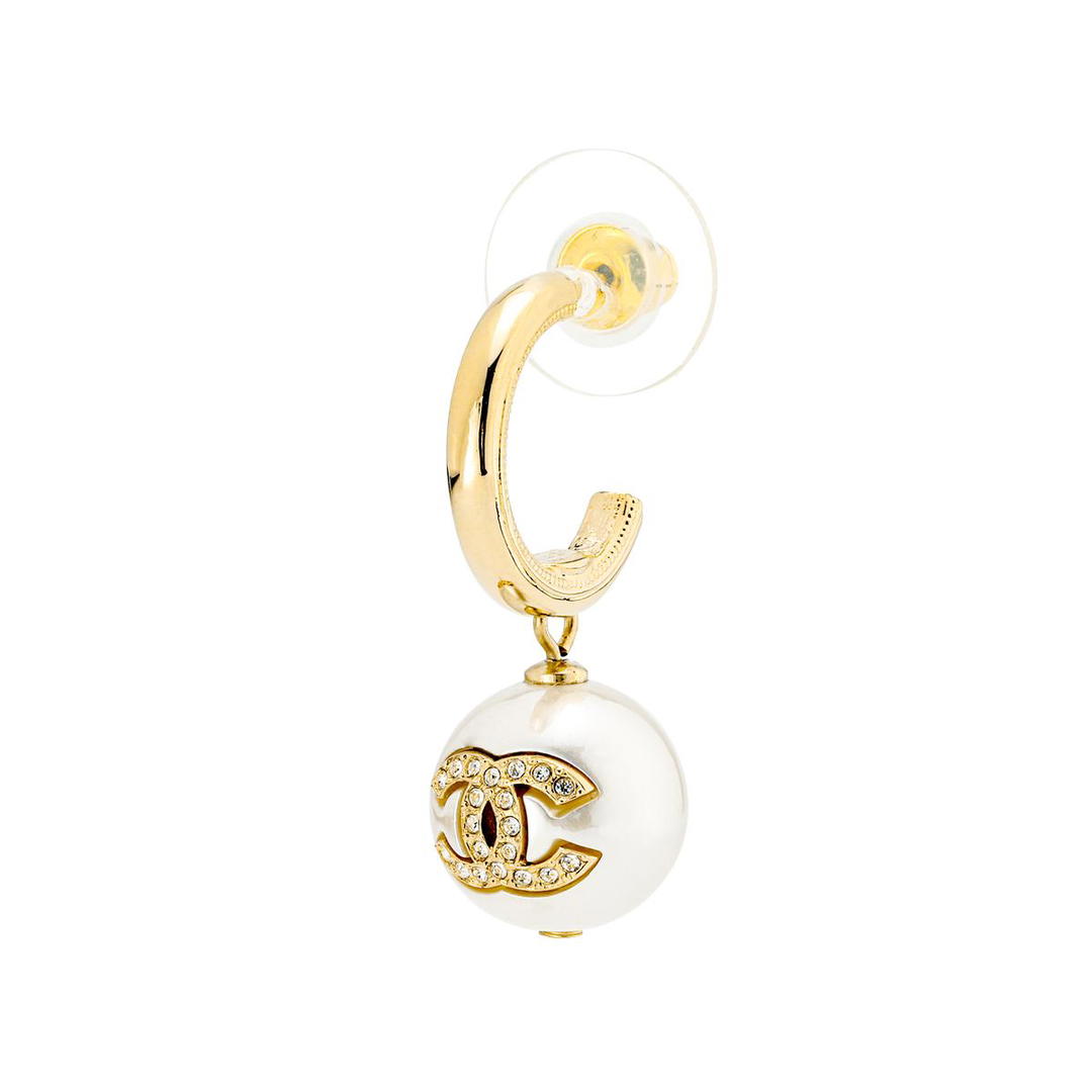 Chanel Chanel Earrings Women's Gold, Pearl White
