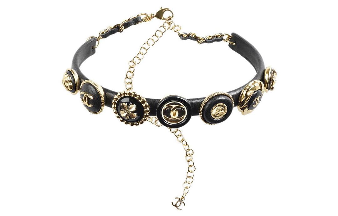 Chanel Chanel Necklaces Women's Black Gold