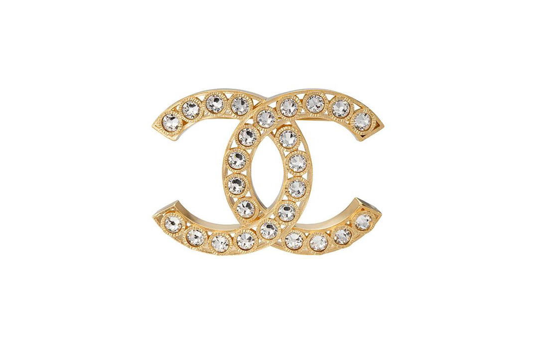 Chanel Chanel 1970 1980 Plated Cc Rhinestone Brooch Costume Brooch