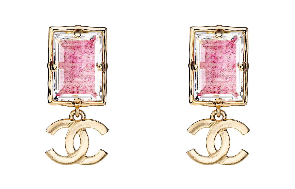 Chanel Chanel Metal Earrings Women's Gold/Pink