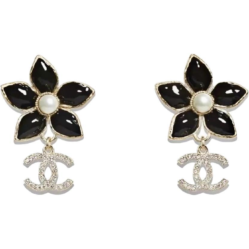 Chanel Chanel Metal Earrings Women's Black