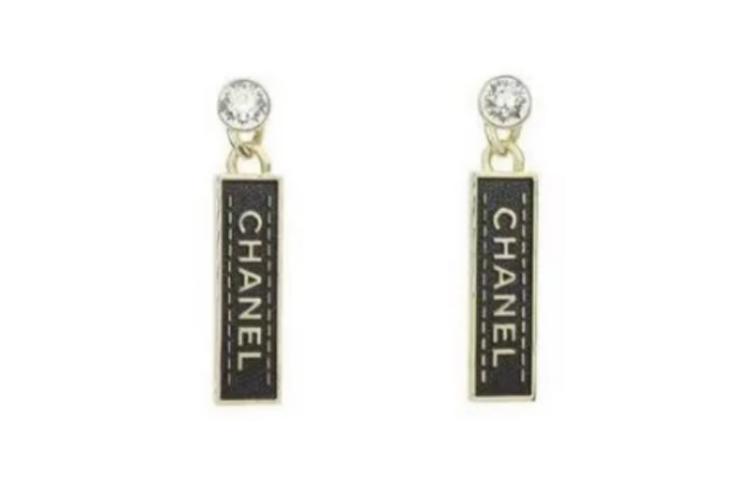 Chanel Chanel Metal Earrings Women's Black/Gold