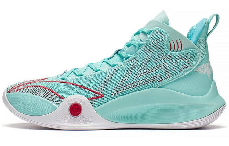 Li-Ning LiNing CJ 1 CJ 1 Large Shark Cushioning Anti Slip And Wear Resistant Mid Top Basketball Shoes Light Blue