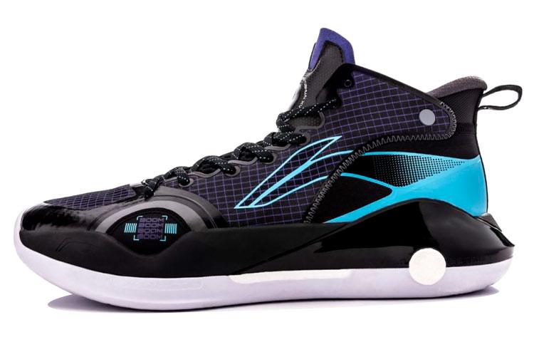 Li-Ning LiNing YuShuai 15 䨻 Cushioning Anti Slip Wear Resistant Coverage Support Rebound Mid Top Basketball Shoes Black Blue