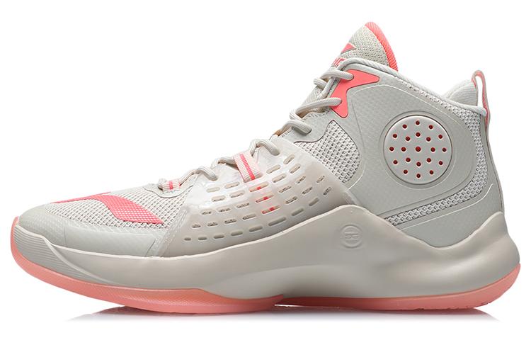 Li-Ning LiNing Anti Slip Wear Resistant High Top Basketball Shoes Unisex Gray Red