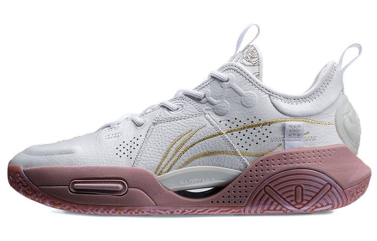 Li-Ning LiNing All City 9 Cushioning Anti Slip Wear Resistant Breathable Supportive Rebound Low Top Basketball Shoes White Pink