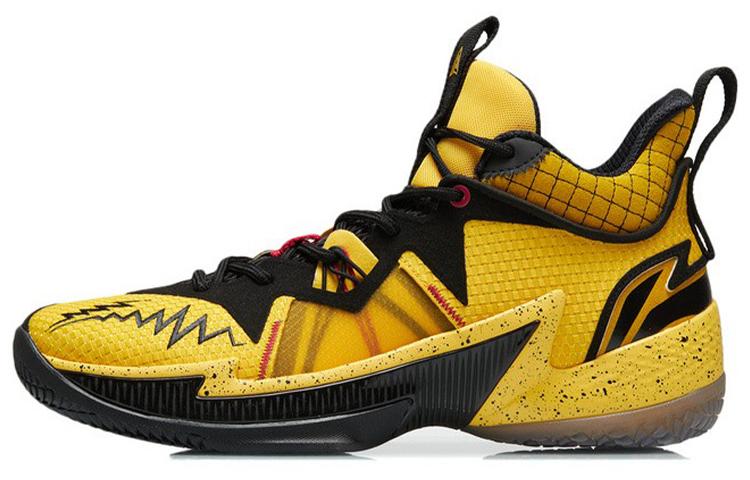 Li-Ning LiNing Zhengfeng Wear Resistant Slip Resistant Mid Top Performance Basketball Shoes Men's Yellow Black