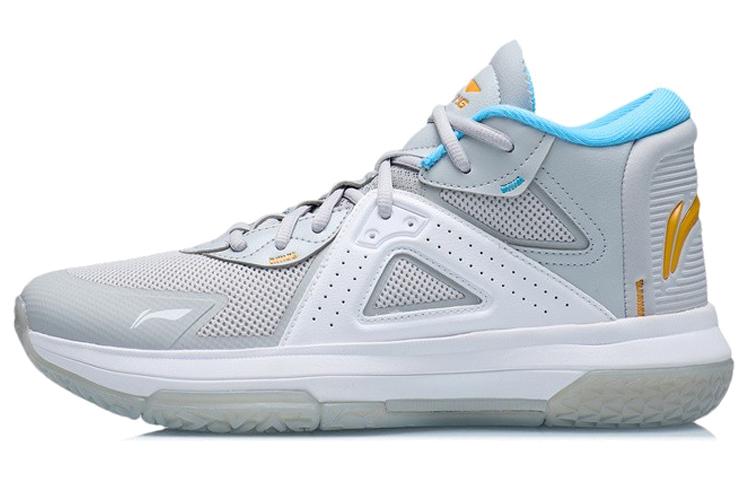 Li-Ning LiNing Team Logos Team Emblem Mid Top Basketball Shoes Coin Gray