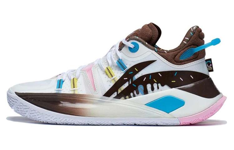 Li-Ning LiNing CJ 2 Donut Cushioning Lightweight Rebound Low Top Basketball Shoes Men's White Brown