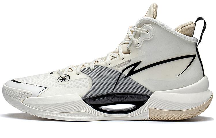 Li-Ning LiNing Ultra Light Anti Slip Wear Resistant Mid Top Basketball Shoes Ecru