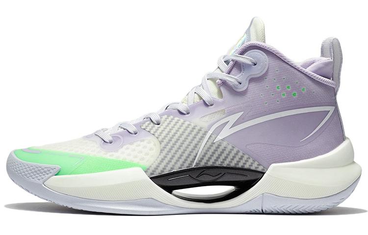 Li-Ning LiNing Ultra Light Cushioning Anti Slip And Wear Resistant Breathable Coverage Support Mid Top Basketball Shoes Lilac